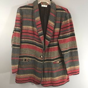 D.M Cozy Wool Blend Striped Jacket Size L.